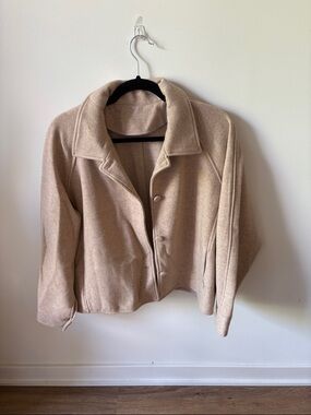 OGL Beige Wool-Blend Collared Pea Coat